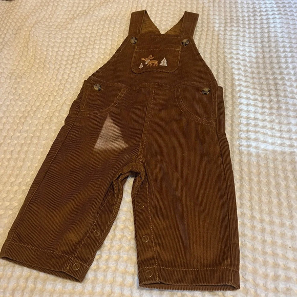 Carter’s Brown Corduroy Overalls with Moose - Picture 2 of 7